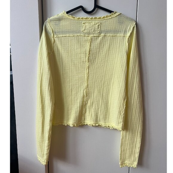 Free People We The Free Penny Pointelle Cardi Tender Yellow - Picture 2 of 4